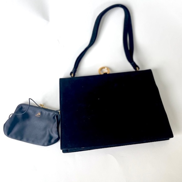 Koret Black Suede Vintage Handbag with Change Purse - Picture 1 of 10